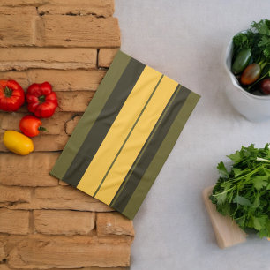 Vintage Yellow and Green Stripes Kitchen Towel