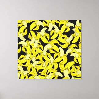 Vintage Yellow Bananas: Black Background Canvas Print
