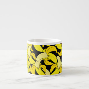 Vintage Yellow Bananas: Black Background Espresso Cup