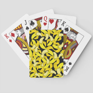 Vintage Yellow Bananas: Black Background Playing Cards