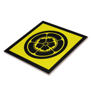 Vintage Yellow Black Oda Japan Mon Vector Art Tile
