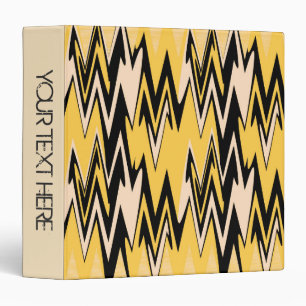 Vintage Yellow, Black Zigzap Abstract Art Deco Binder