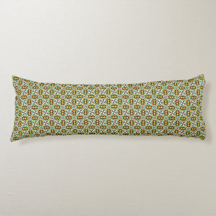 Vintage Yellow Blue Brown Barcelona Pattern Body Pillow