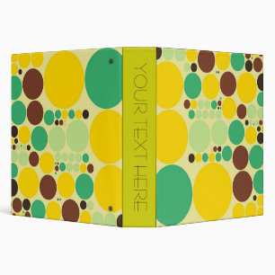 Vintage Yellow, Blue, Brown Polka Dots Pattern Binder