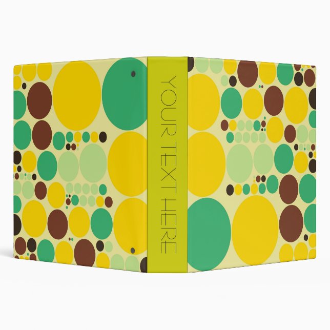 Vintage Yellow, Blue, Brown Polka Dots Pattern Binder (Background)