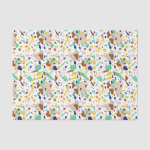 Vintage Yellow Blue Modern Abstract Geometric Tissue Paper