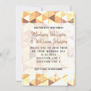 Vintage yellow brown geometric pattern Wedding Invitation