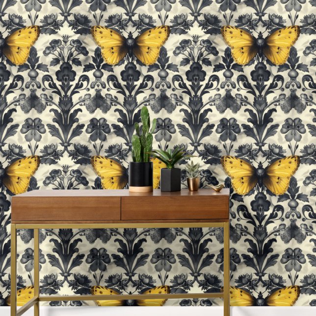 Vintage Yellow Butterfly Removable Wallpaper (Creator Uploaded)
