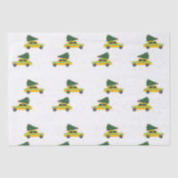 Vintage Yellow Cab Taxi Christmas Snow Pattern 