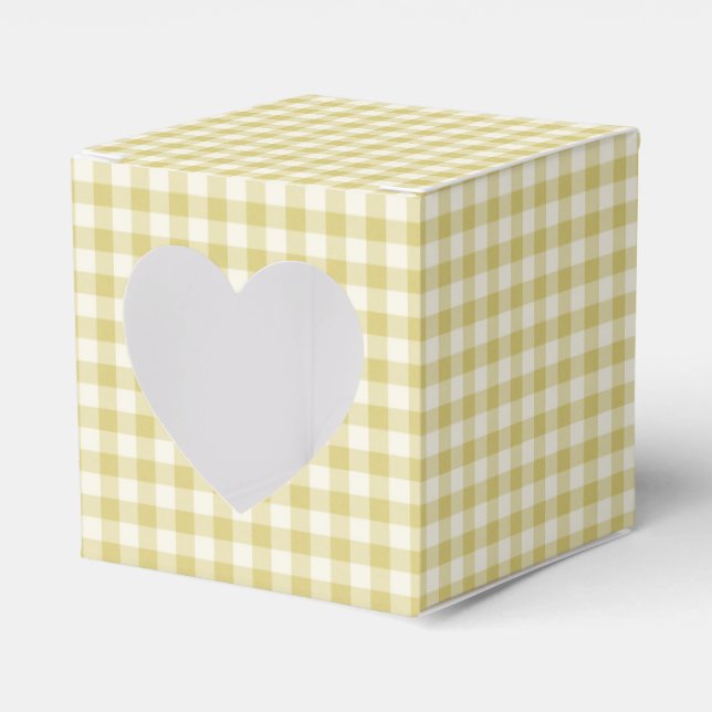 Vintage Yellow Chequerboard Pattern Favor Box (Front Side)