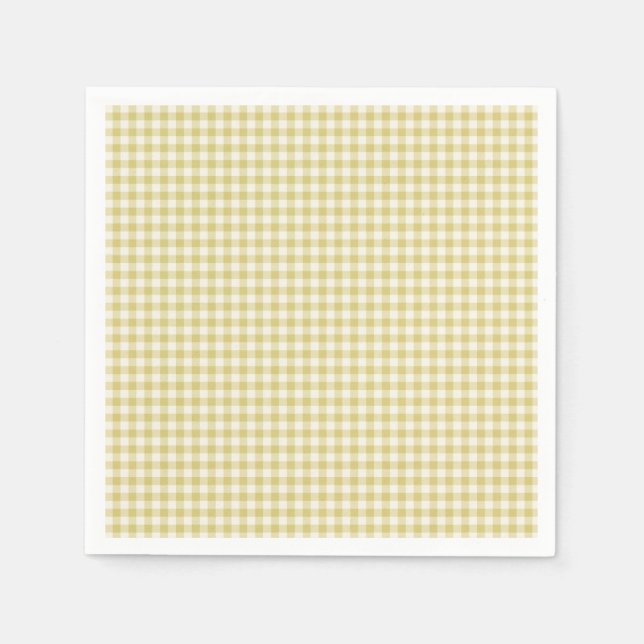 Vintage Yellow Chequerboard Pattern Paper Napkin (Front)
