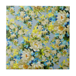 Vintage yellow floral pattern tile
