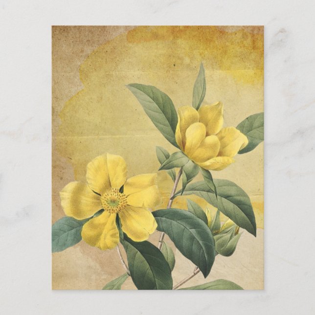 Vintage Yellow Floral Scrapbook Paper (Front)