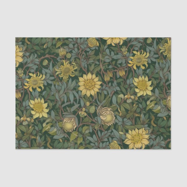 Vintage Yellow Floral Tissue Paper (Front)