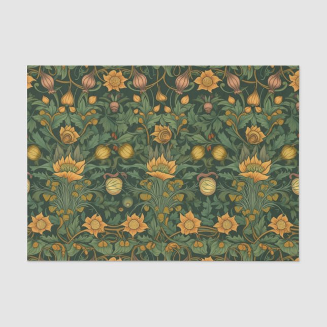 Vintage Yellow Floral Tissue Paper (Front)
