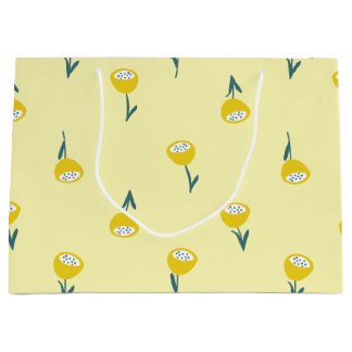 Vintage Yellow Flowered Large Gift Bag
