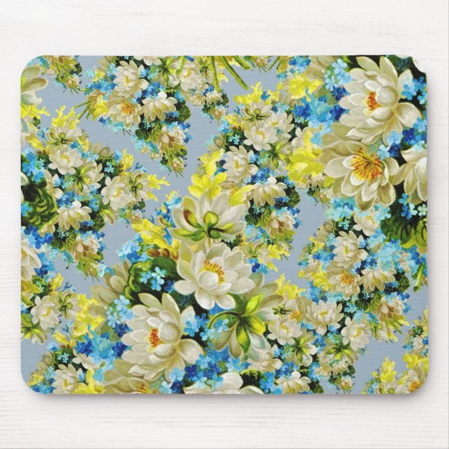 Vintage Yellow Flowers Floral Pattern Mouse Pad (Front)