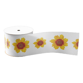 Vintage yellow flowers grosgrain ribbon