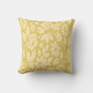 Vintage Yellow Flowers Pattern Throw Pillow