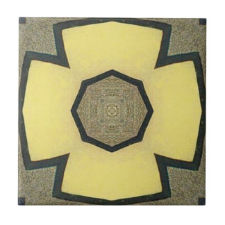 Vintage Yellow Geometric Symmetrical Flower Tile