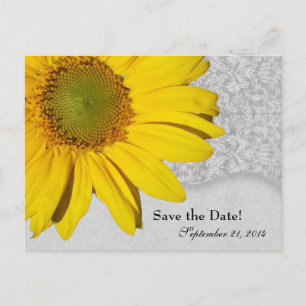 Vintage Yellow Grey Sunflower Save the Date Announcement Postcard