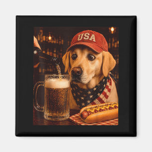 Vintage Yellow Labrador Retriever Drinking Beer Magnet
