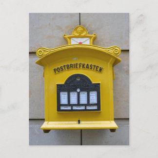 Vintage Yellow Mailbox, Dresden, Germany Postcard