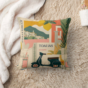 Vintage Yellow Mediterranean Lemons Italian Coast  Throw Pillow