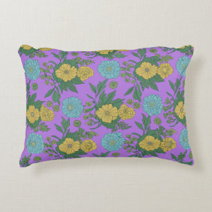Vintage Yellow & Mint Flowers" Accent Pillow