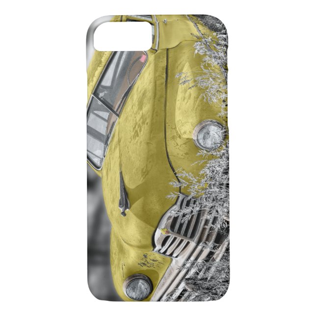 Vintage yellow old car  phone case (Back)