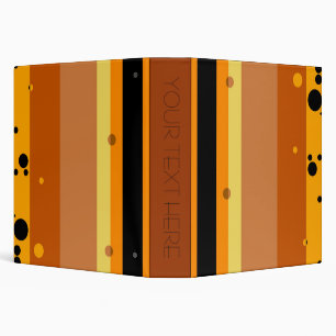 Vintage Yellow, Orange, Brown Dots Striped Pattern Binder
