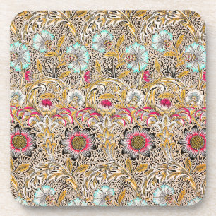 Vintage yellow pink William Morris's Corncockle Coaster