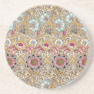 Vintage yellow pink William Morris's Corncockle Coaster