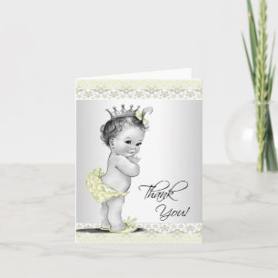 Vintage Yellow Princess Baby Shower Thank You Card