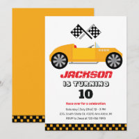 Vintage Yellow Race Car Kids Boys Birthday
