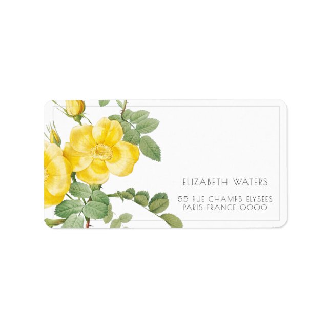 VINTAGE YELLOW ROSE  ADDRESS LABELS (Front)