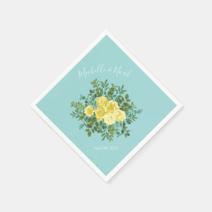 Vintage Yellow Rose Beautiful Wedding Napkin