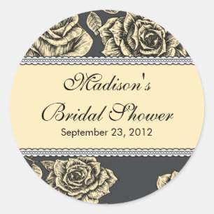 Vintage Yellow Rose Bridal Shower Sticker