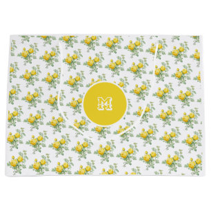 Vintage Yellow Rose Floral Elegant Large Gift Bag