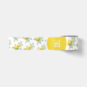 Vintage Yellow Rose Floral Elegant Satin Ribbon