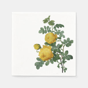 Vintage yellow rose painting napkin