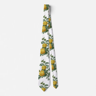 Vintage yellow rose painting tie