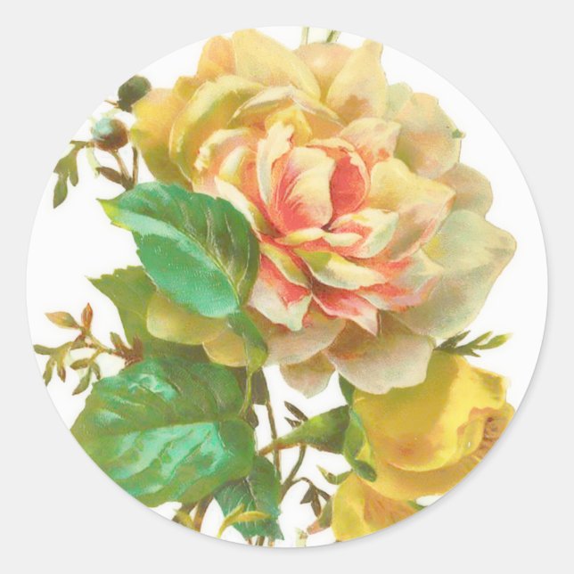 Vintage Yellow Rose Sticker (Front)