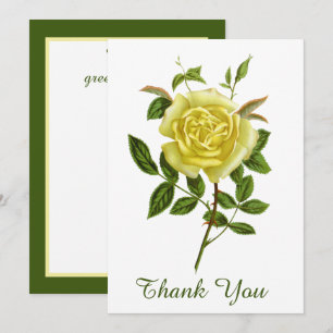 Vintage yellow rose thank you greeting card