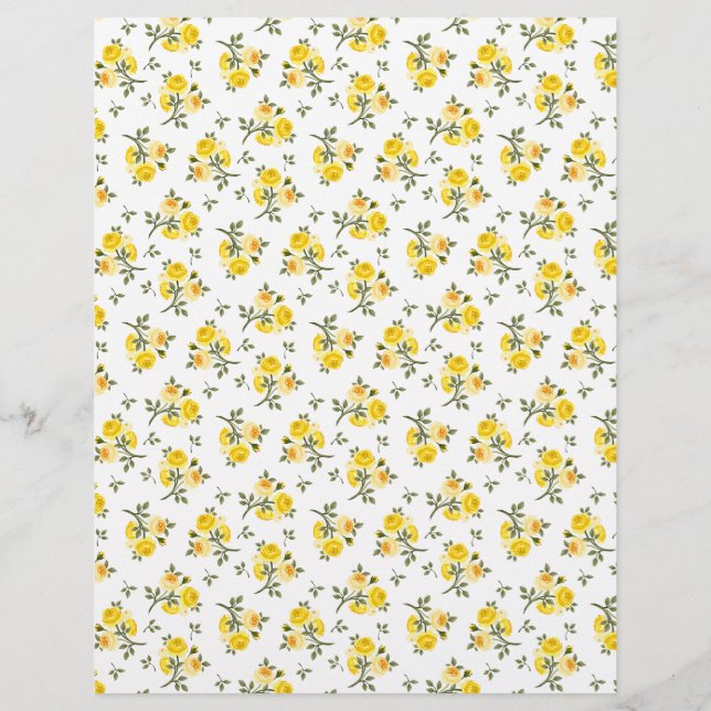 Vintage Yellow Rosebud Arts Craft Scrapbook Paper (Front)