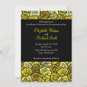 Vintage Yellow roses wedding invitation