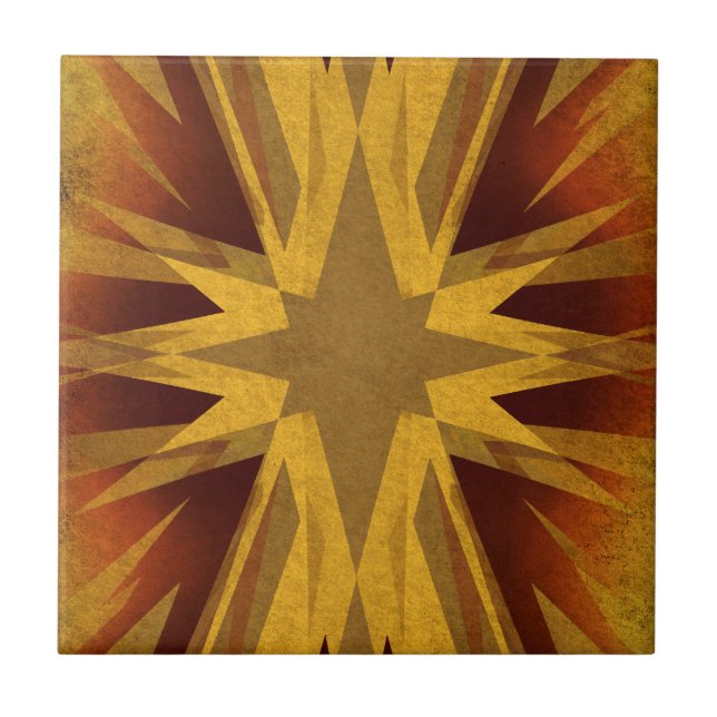 Vintage yellow starburst tile (Front)