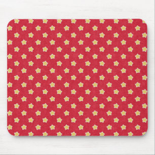 Vintage Yellow Stars on Red Pattern Mouse Pad