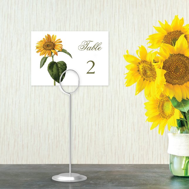 Vintage Yellow Sunflower Botanical Table Number (Creator Uploaded)