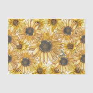 Vintage Yellow Sunflower Floral Decoupage  Tissue Paper